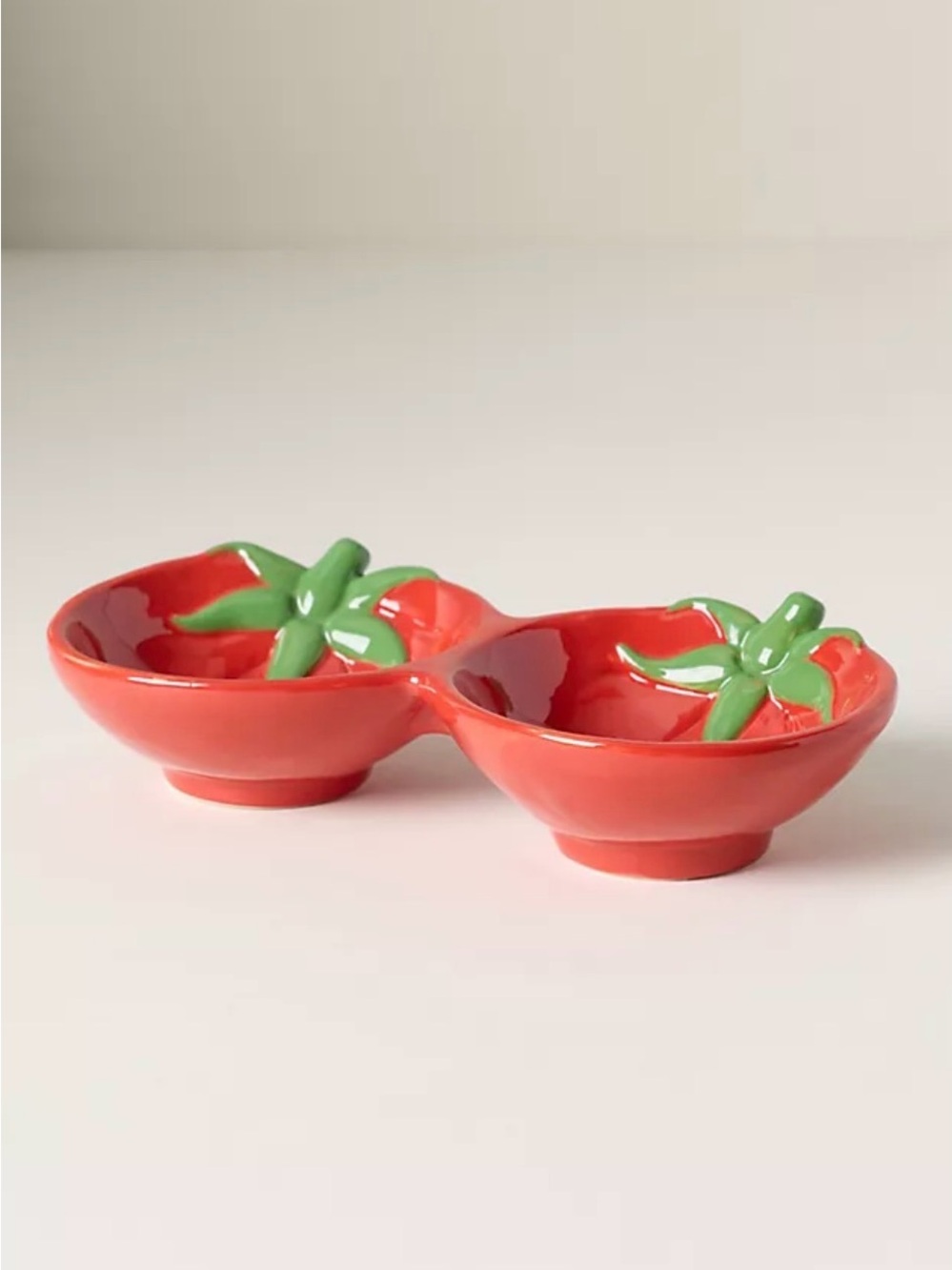 Anthropologie Tomato Dolomite Double Pinch Bowl NIB